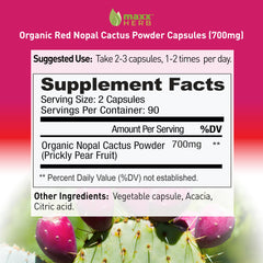 Maxx Herb Red Nopal capsules daily-use bottle suggesting immune and digestive wellness.