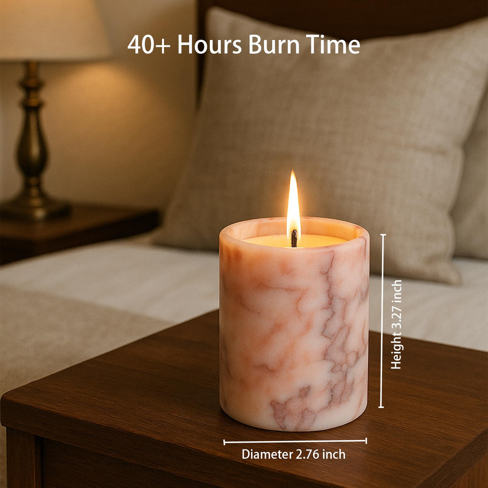 Mayroom 40+ hour burn soy wax candle offers enduring aroma during yoga or meditation.