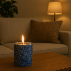 MAYROOM Blue Lapis Lazuli candle packaging emphasizing premium gift appeal