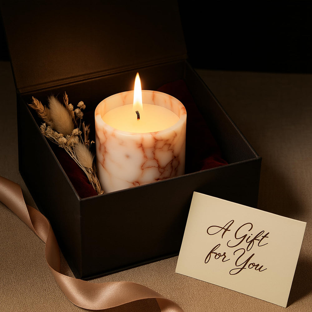 Mayroom marble-veining candle holder serves as a stylish decor accent.
