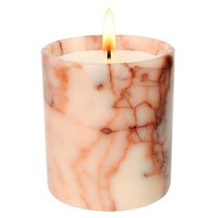 Mayroom natural onyx marble candle cup with unique veining for serene, long-lasting fragrance.