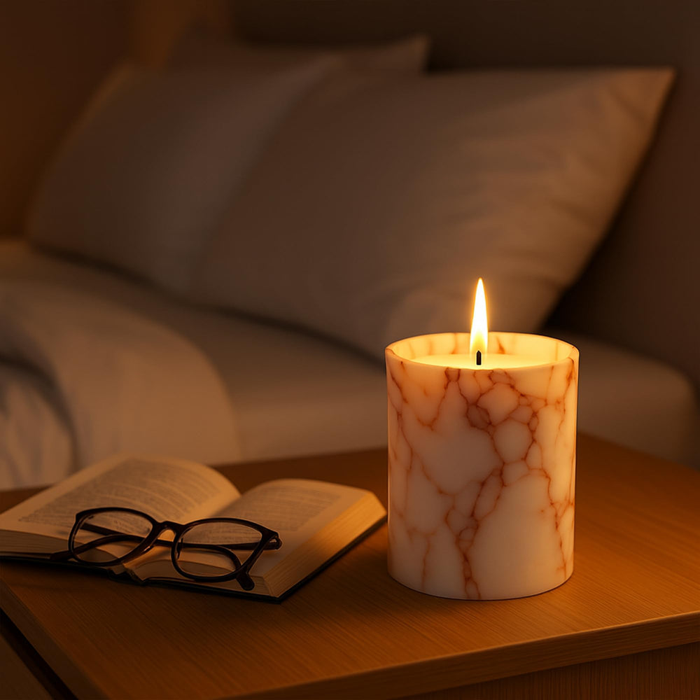 Mayroom spa-inspired candle supports focused yoga or meditation sessions with soft light.