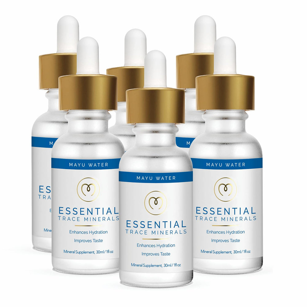 Mayu Trace Mineral Drops bottle showing 75+ minerals for daily hydration
