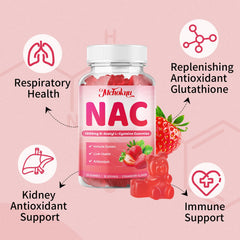 Mchokuu NAC gummies strawberry flavor close-up showing tasty daily wellness.