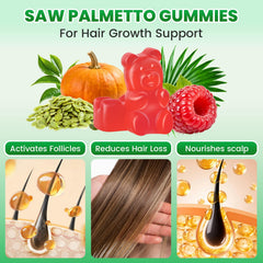 Mchokuu Saw Palmetto Gummies packaging-closeup reveals vegan, non-GMO formulation.
