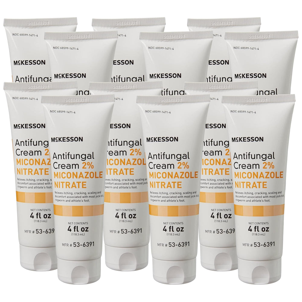 McKesson Antifungal Cream 2% label shows active ingredient and quick-relief use