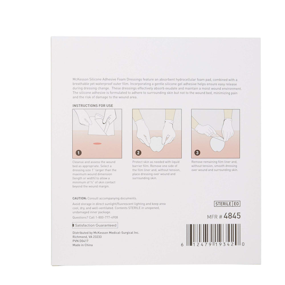 McKesson Hydrocellular Foam Dressing absorbent pad manages drainage effectively.