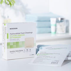 Sterile packaging ensures hygiene before use for McKesson foam dressings.