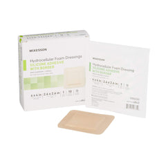 McKesson Hydrocellular foam dressing with border adheres securely to dry skin.