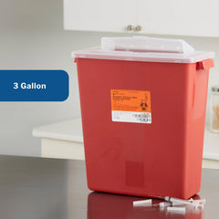 Bright red McKesson Sharps Container enhances visibility in busy spaces.
