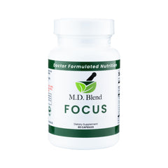 MD Blend Focus bottle close-up highlighting concentrated mental clarity for work