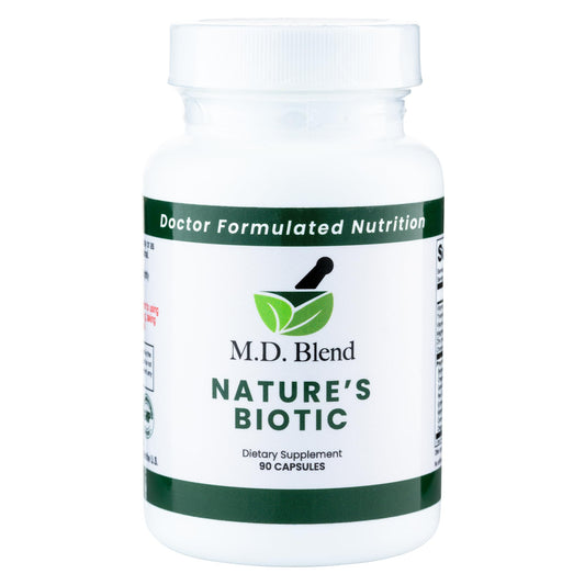 MD Blend Nature’s Biotic berberine bottle showcases daily wellness support.