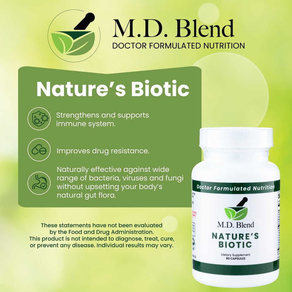 MD Blend Nature’s Biotic berberine GMP facility seal indicates quality.