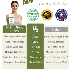 M.D. Blend Sleep chamomile flowers highlighting soothing sleep properties