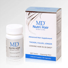 MD Nutri bottle front shows a physician-formulated option for fuller hair health