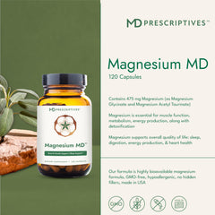 MD Prescriptives Magnesium MD label closeup with ingredients and dosage