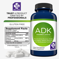MD.LIFE ADK bottle resting on a desk for daily wellness