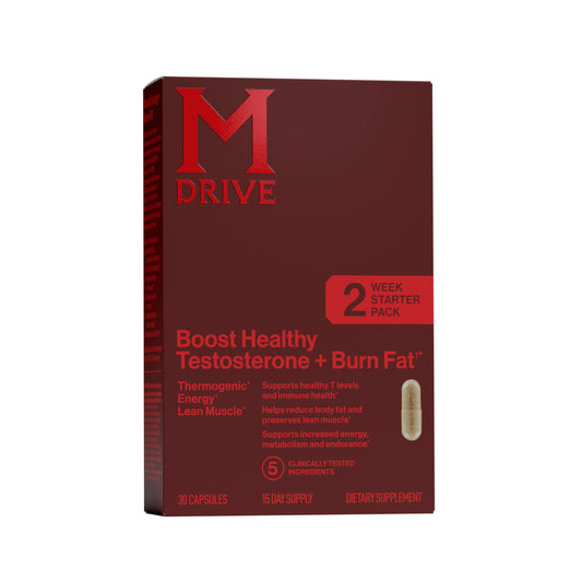Mdrive Boost and Burn bottle front; energy and fat-burning support.