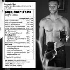 Mdrive Boost and Burn label detail, gluten-free and non-GMO claim