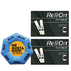 ME GUSTA SHOP ReliOn Platinum test strips box for home glucose testing.