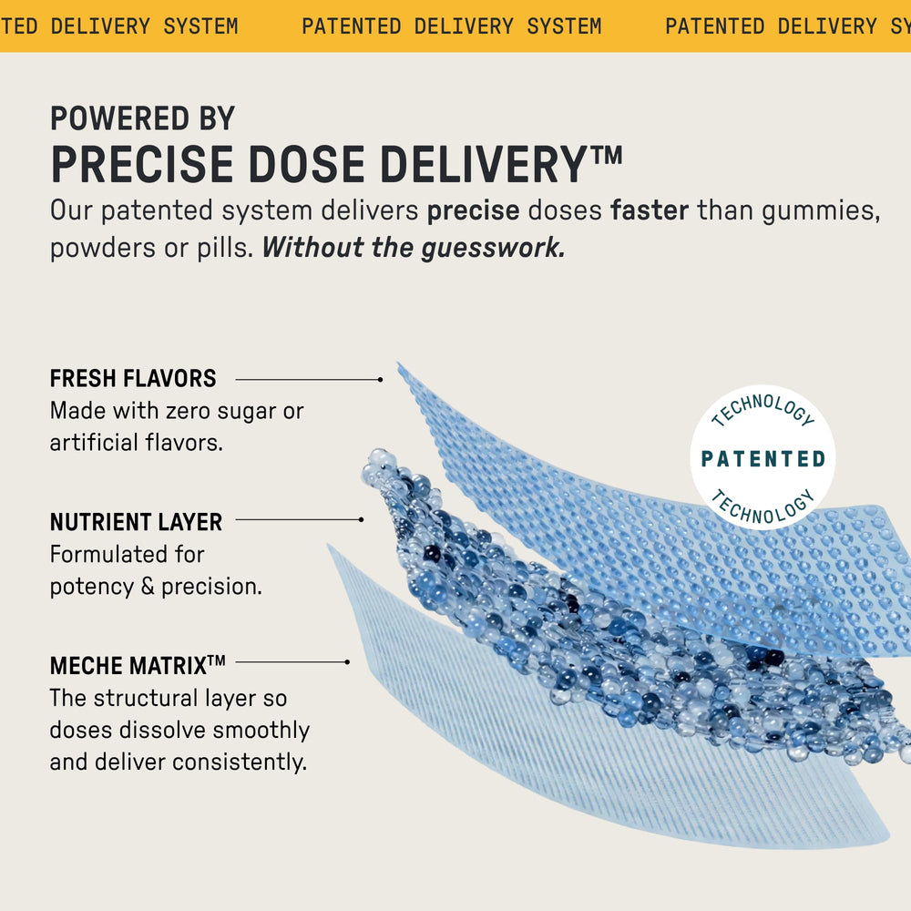 Meche daily-use strips offer precise dosing for consistent intake.