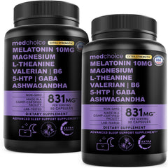 MEDCHOICE 12-in-1 melatonin bottle closeup for a reliable nightly routine.