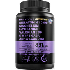 MEDCHOICE 12-in-1 melatonin bottle for a calmer, restful night