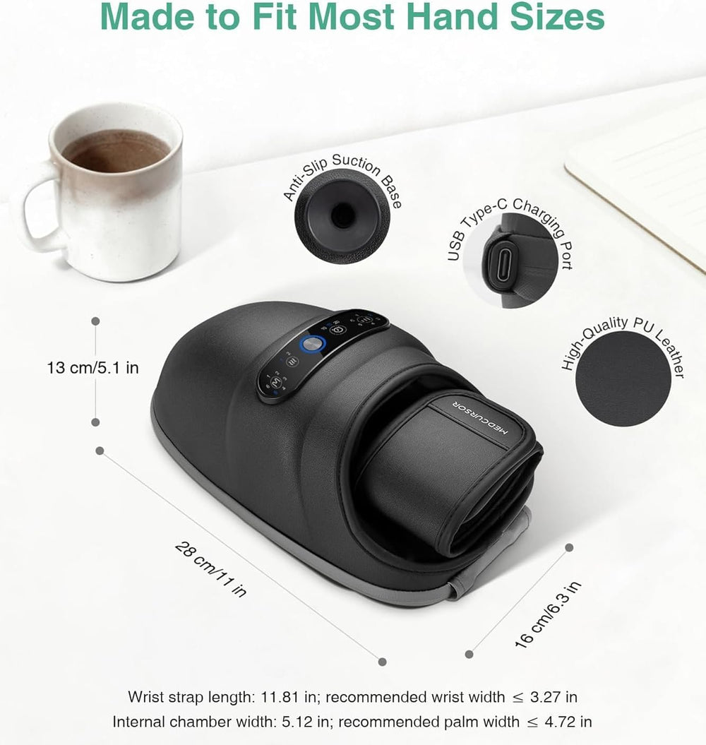Medcursor cordless hand massager 2500mAh battery powers long uninterrupted sessions.