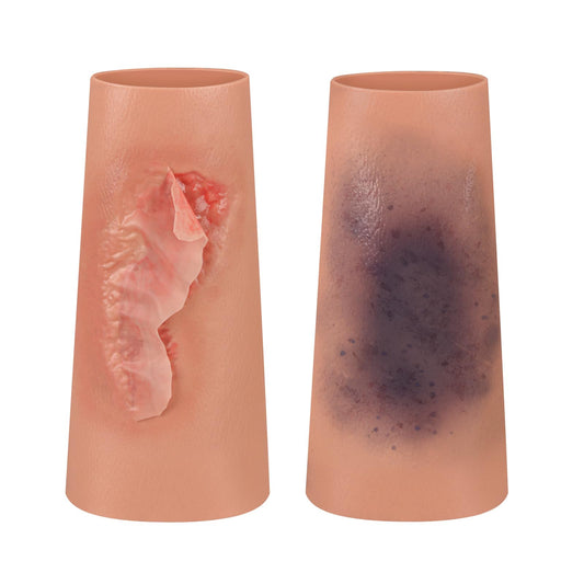 MedEduQuest abrasion wound sleeve for realistic training practice of wound care.