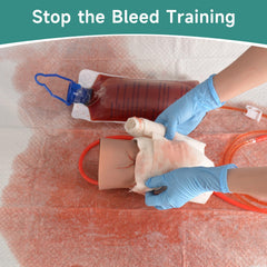 MedEduQuest bleed-control practice arm simulation helps build muscle memory.