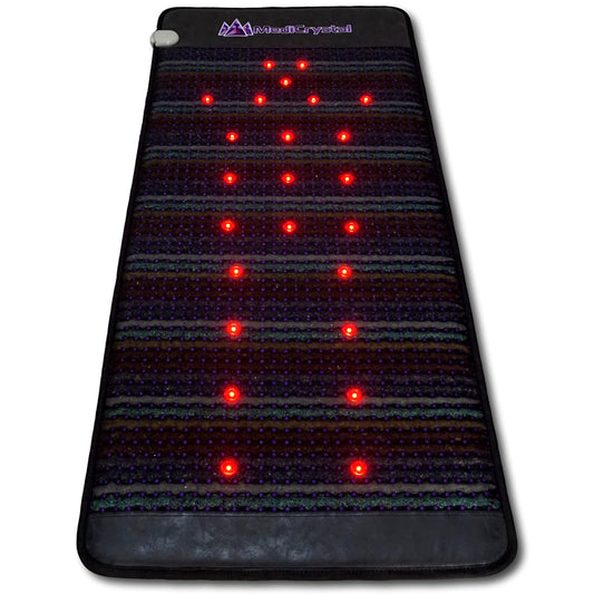 MediCrystal infrared heating pad front view showcases spacious XL design for full-body warmth.