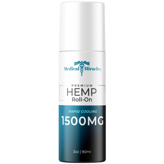 Medical Miracles hemp oil roll-on bottle pour for easy dosing and quick relief.