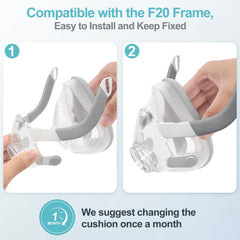 MEDICOLOR cushion snaps onto the original AirFit F20 frame for easy replacement.