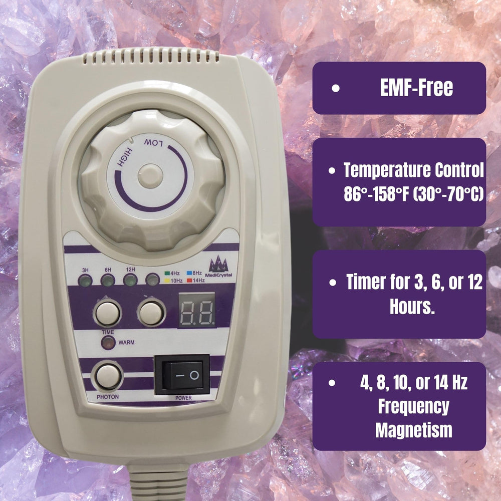 MediCrystal infrared heating pad in-use relaxation scene during a break.