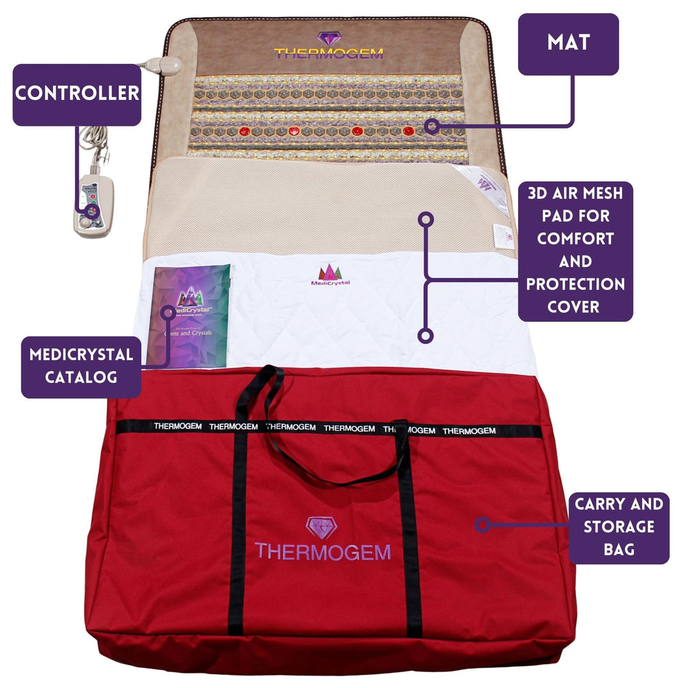 MediCrystal ThermoGem at-home spa use promotes a calming routine and red light therapy.
