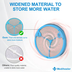 Medihealer double-wide absorption layer emphasizing enhanced moisture capture for longer humidification.