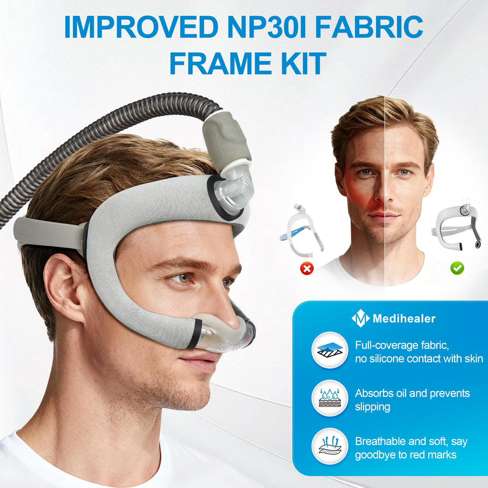 Medihealer accordion-frame offers adaptable fit across face shapes.