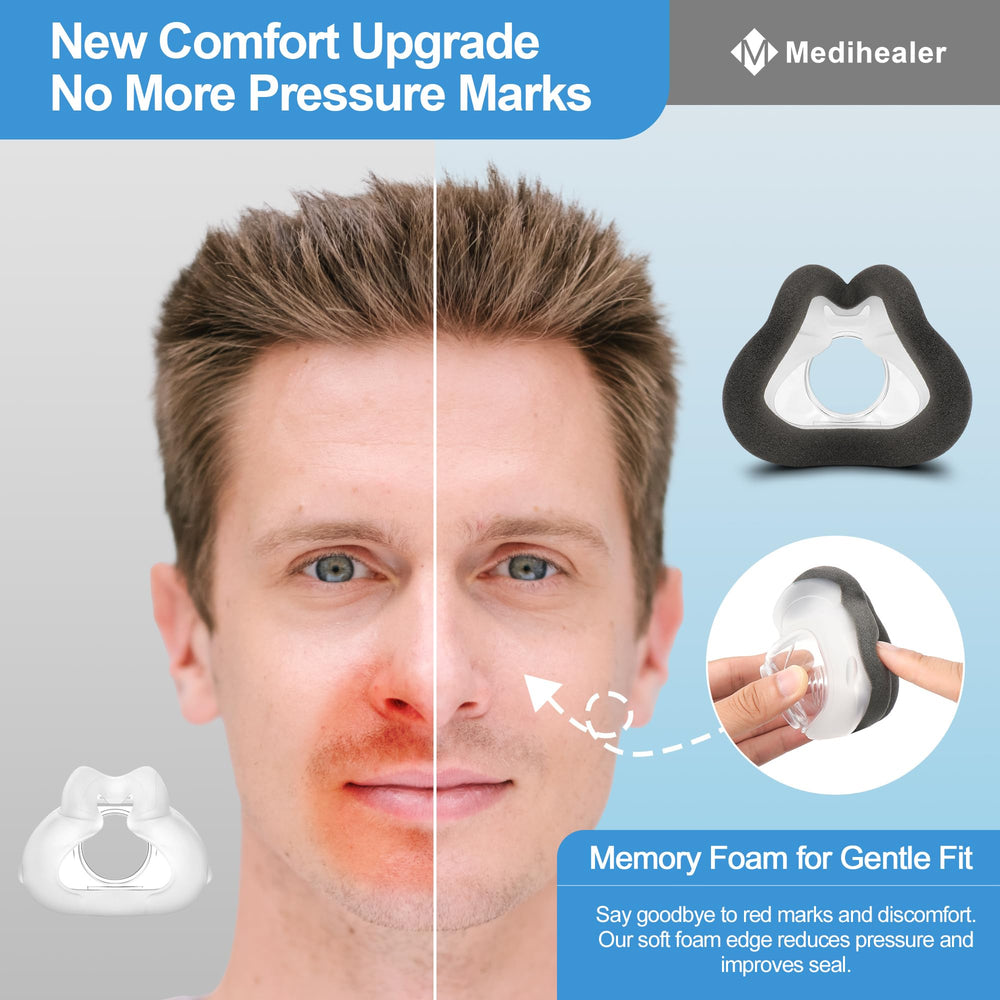 Medihealer soft headgear material shows gentle, elastic fabric for comfortable wear.