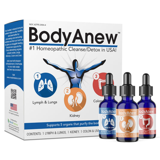 MediNatura BodyAnew cleanse bottle shows a gentle detox option for daily wellness.