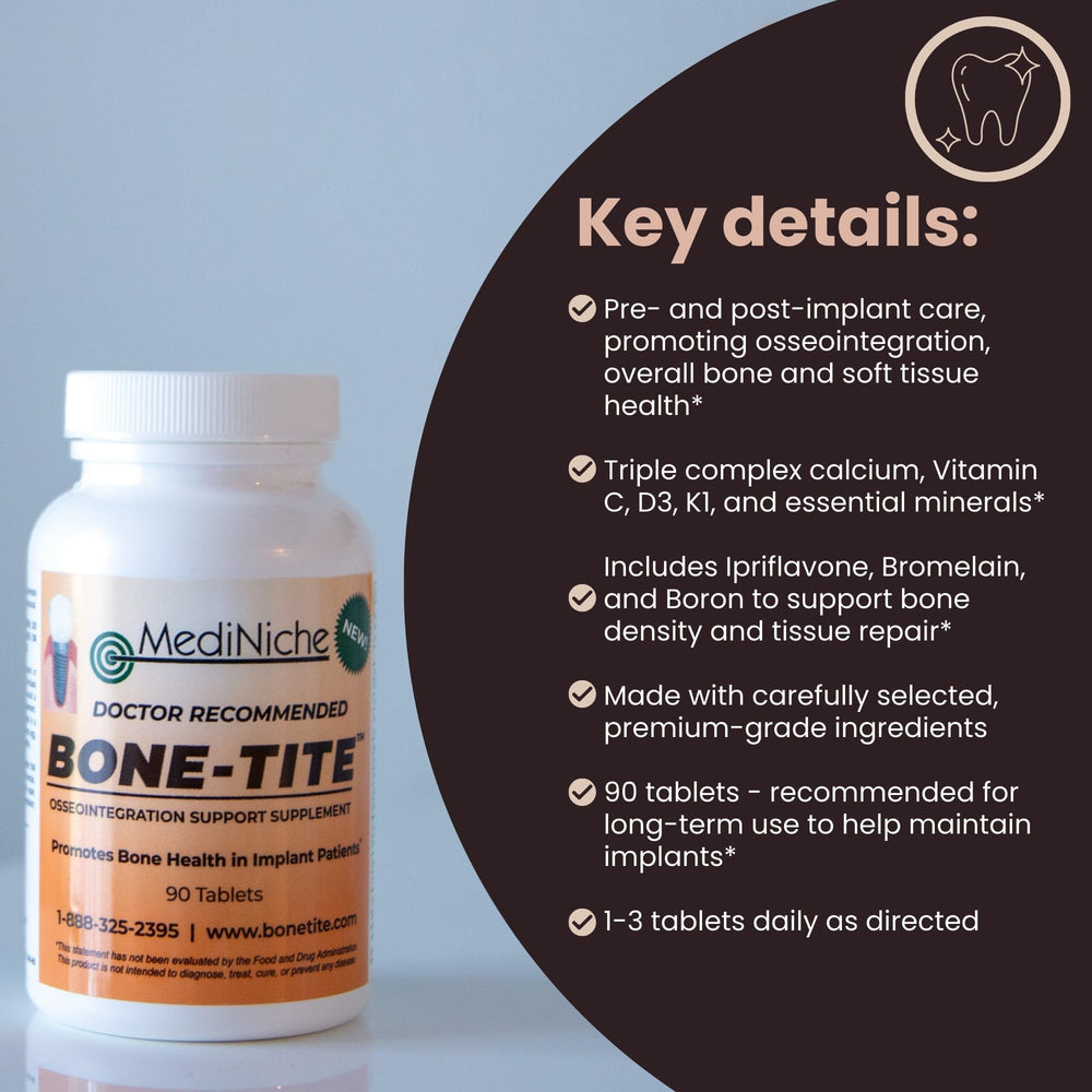 MediNiche Bone-Tite tablets arranged for a daily routine.