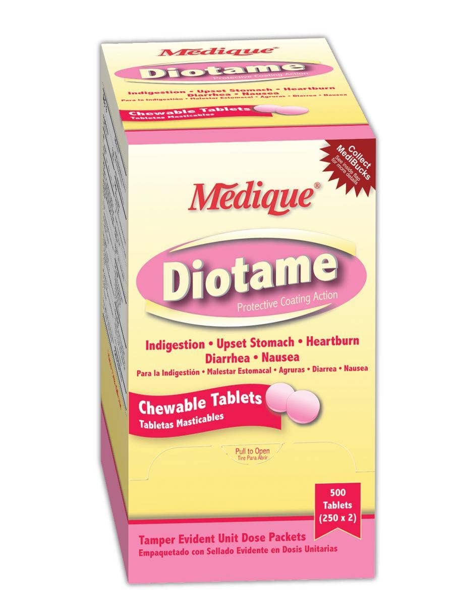 Medique Diotame pink-pack chewable tablet for indigestion relief and heartburn comfort