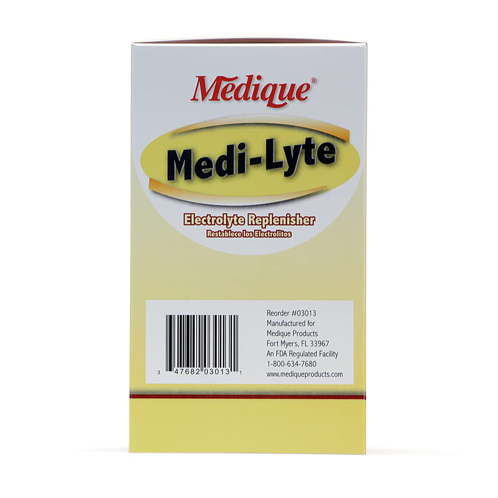 Worker in a hot environment using Medique Medi-Lyte for quick replenishment.