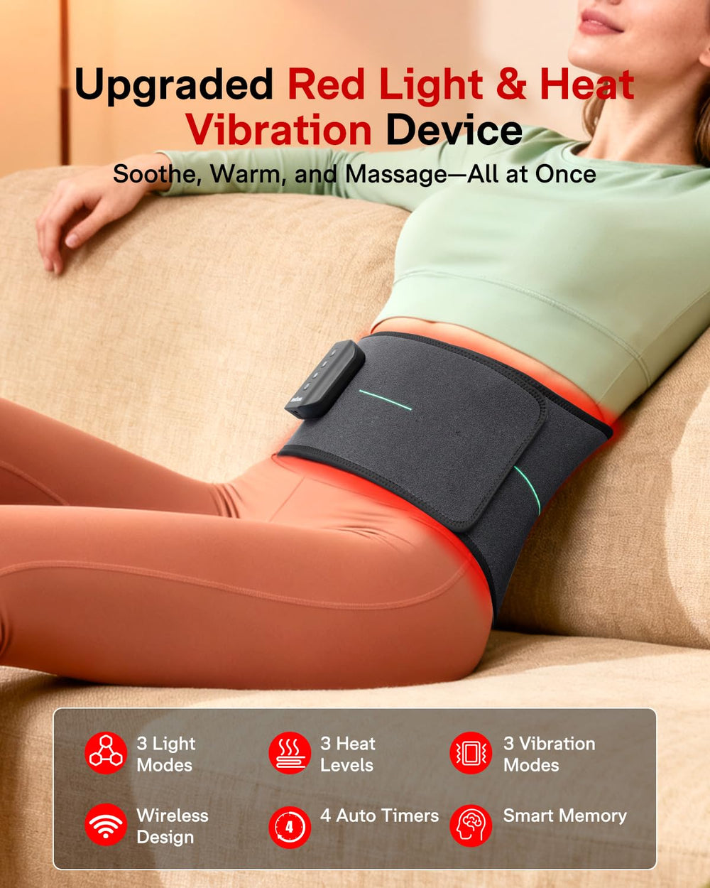 Medisana 3-in-1 belt side view showing cordless design for mobility