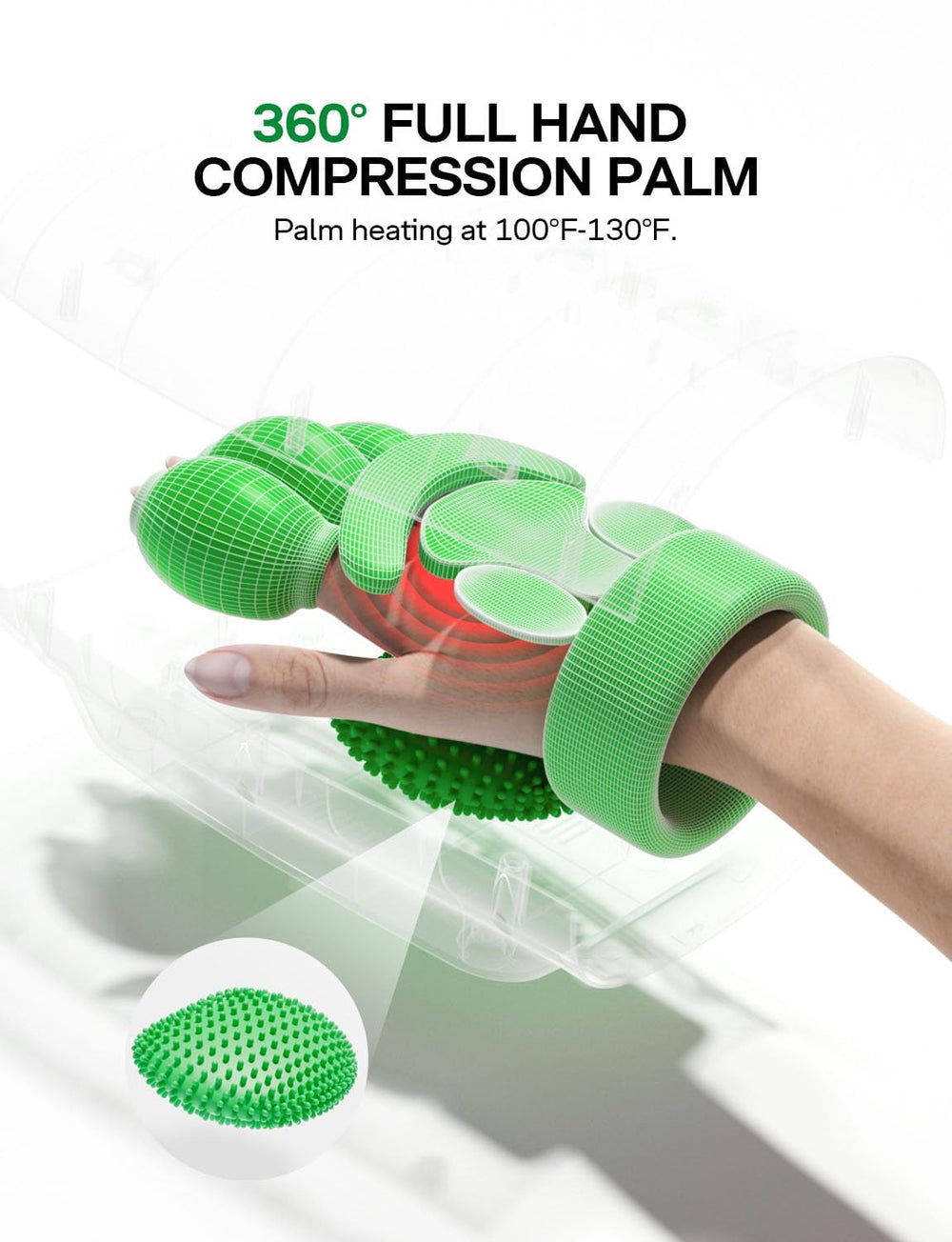 Medisana hand massager palm zone for thorough palm and wrist relief.