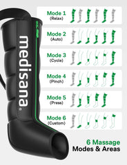 Medisana leg massager calf chamber highlighting lower-leg compression.