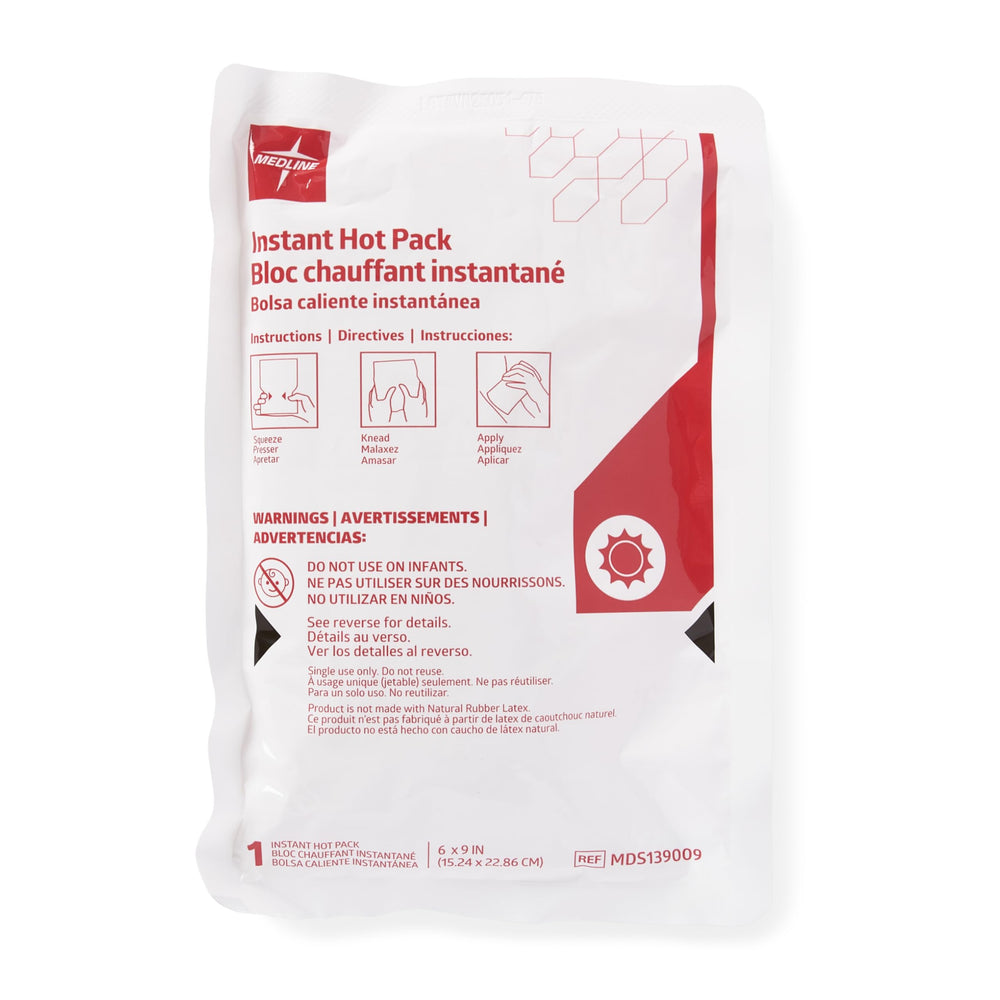 Medline Instant Hot Pack 6x9 front angle showing compact design for warm therapy