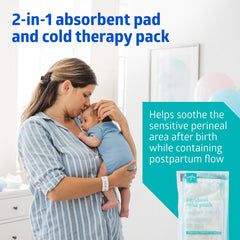 Medline perineal cold pack pad showing 4.5 x 14.25 inch size for targeted relief.
