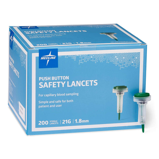 Medline safety lancets push-button activation for swift, gentle blood sampling with less discomfort