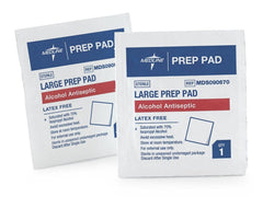 Medline sterile alcohol prep pads, large, for quick skin prep and single-use convenience.