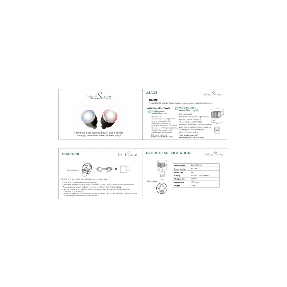 Medsense deep tissue percussion with 9 mm amplitude targets tight areas.